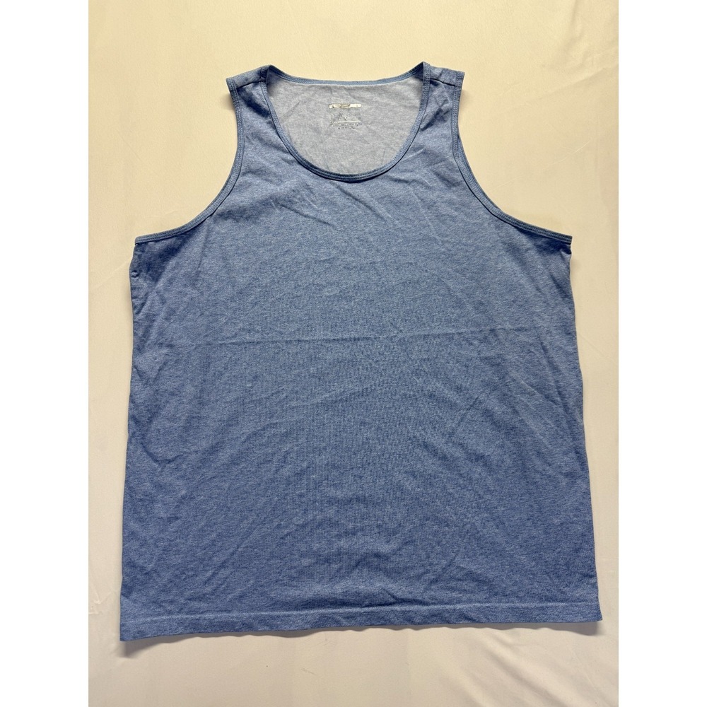 Mens Tank Top XL Heather Blue Cotton Scoop Neck Wide Strap Gym Workout Athletic